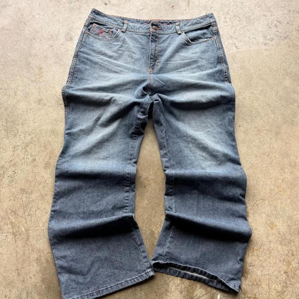 Men’s Y2K 2000s Euro ‘CJ Blue’ Jeans Baggy Bootcut Blue Denim Jeans